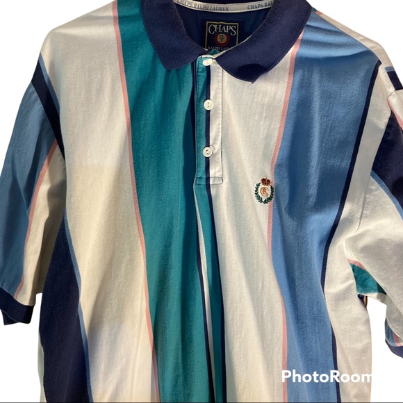 Chaps Other - Vintage Chaps Ralph Lauren Men’s Polo 🔥 Size L/G 100% Cotton Colourful Retro